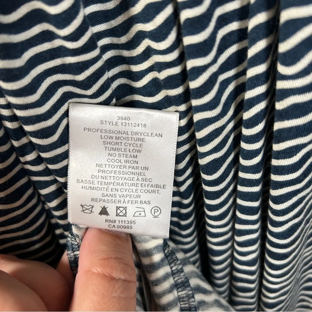 Tory Burch Silk Blend Maxi Dress Blue White Wavy Pattern Sundress